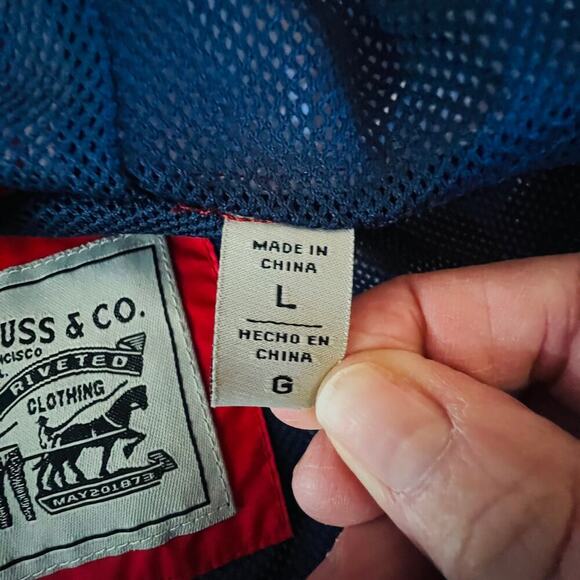 Levi’s Hooded Nylon Colorblock Windbreaker Red White Blue Juniors L - Picture 7 of 9